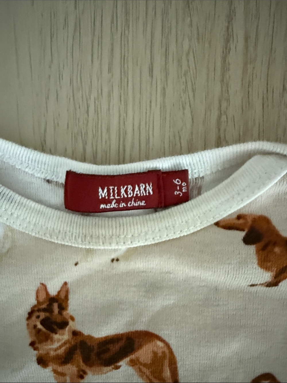 Milkbarn Cream and Brown Dog Print German shepherd basset hound dogs NWOT - Picture 2 of 3
